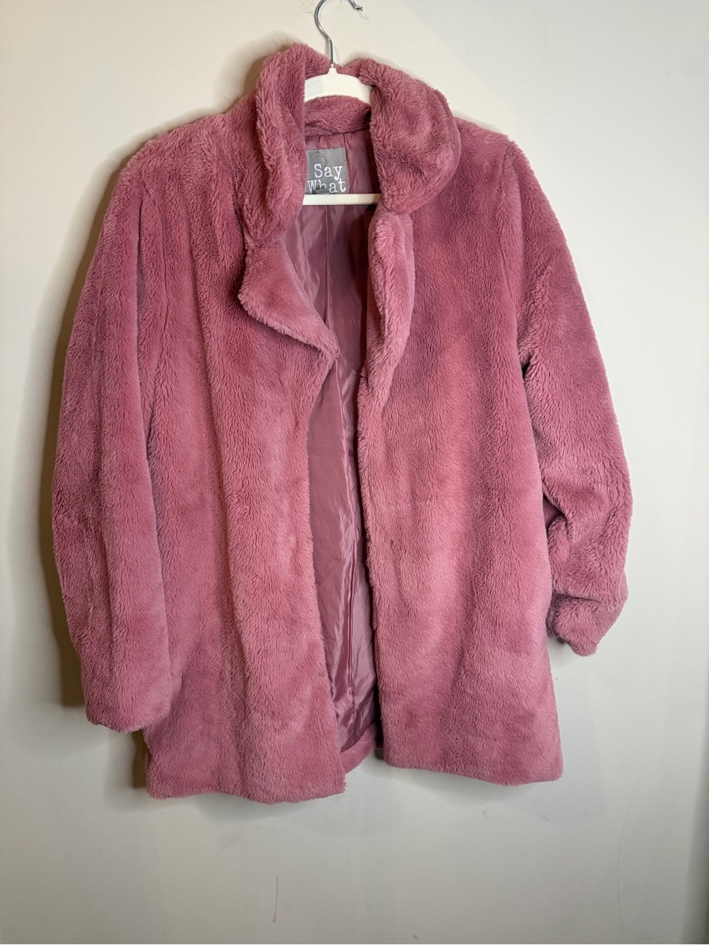 Say What? Plush Teddy Coat in Rose
